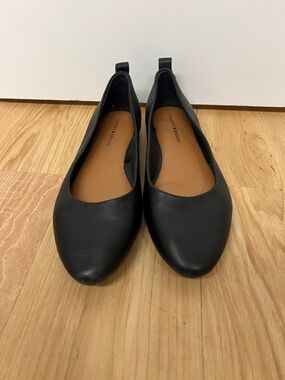 Lucky Brand Black Leather Pointed Ballet Flats